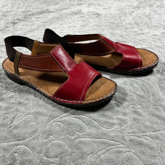 Naturalizer Sandals Womens 6 Red Brown Slingback Leather Western Summer Y2K - Picture 3 of 8